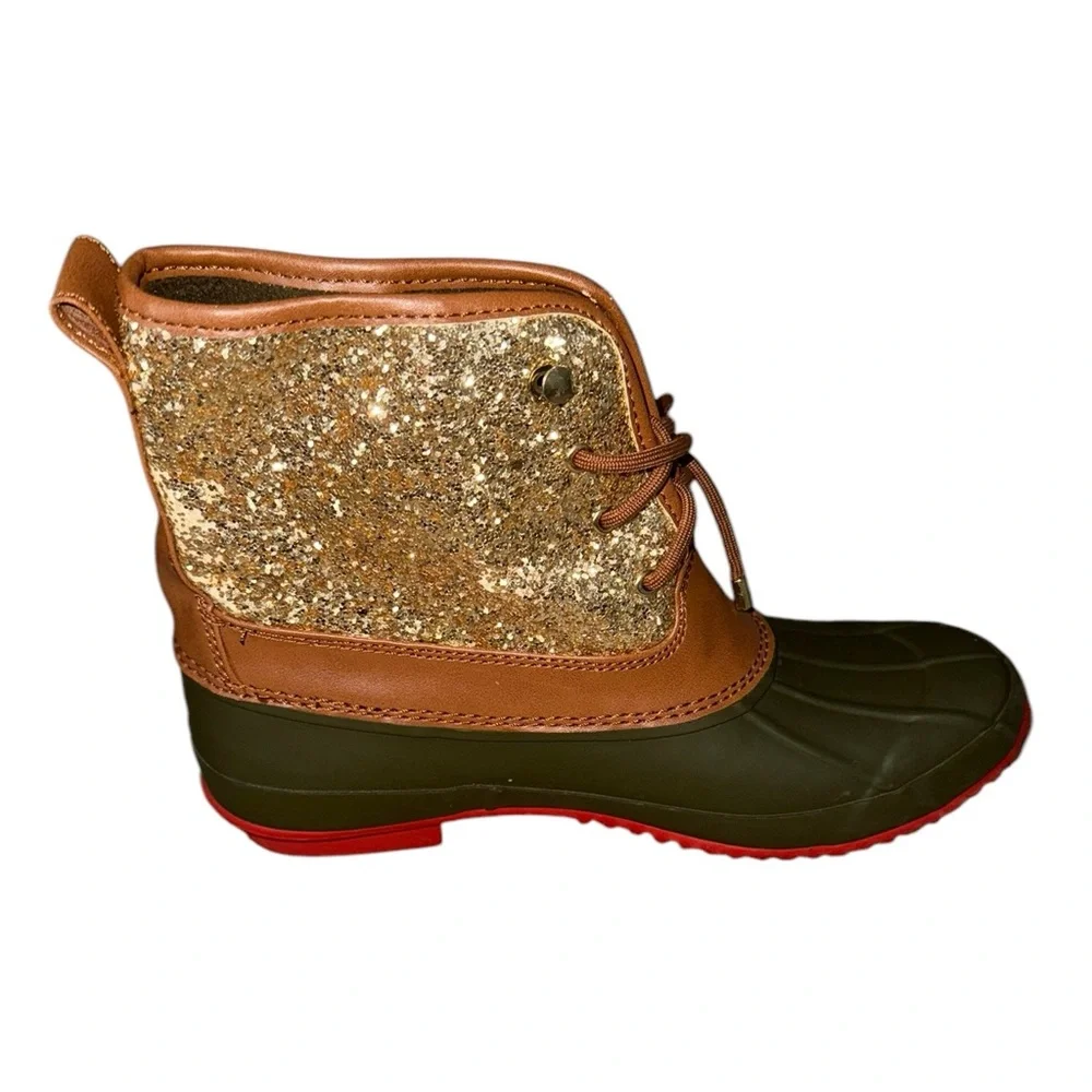 Gianni Bini Gold Sparkle Duck Boots Womens 8 - Picture 5 of 8